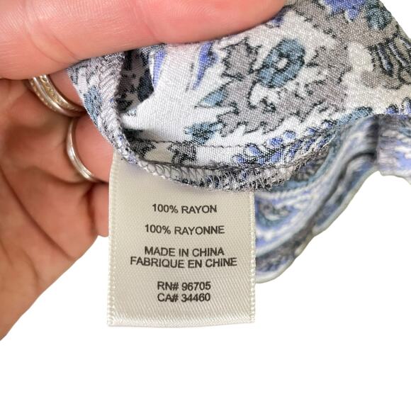 Rebecca Taylor Gray & Blue Micro Floral Print Sleeveless Fit & Flare Dress - Picture 7 of 8